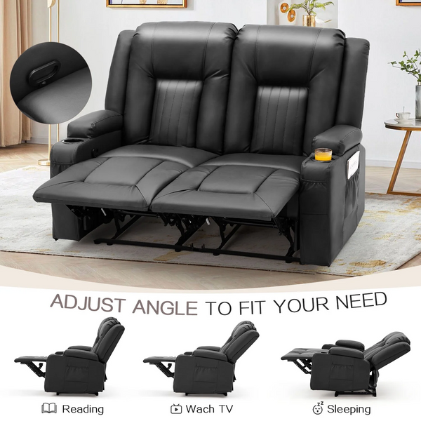 YODOLLA Manual Reclining Loveseat with Cup Holders&Side Pockets
