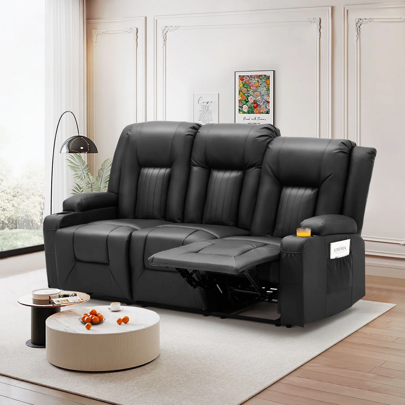 YODOLLA Manual Reclining Sofa with Cup Holders&Side Pockets