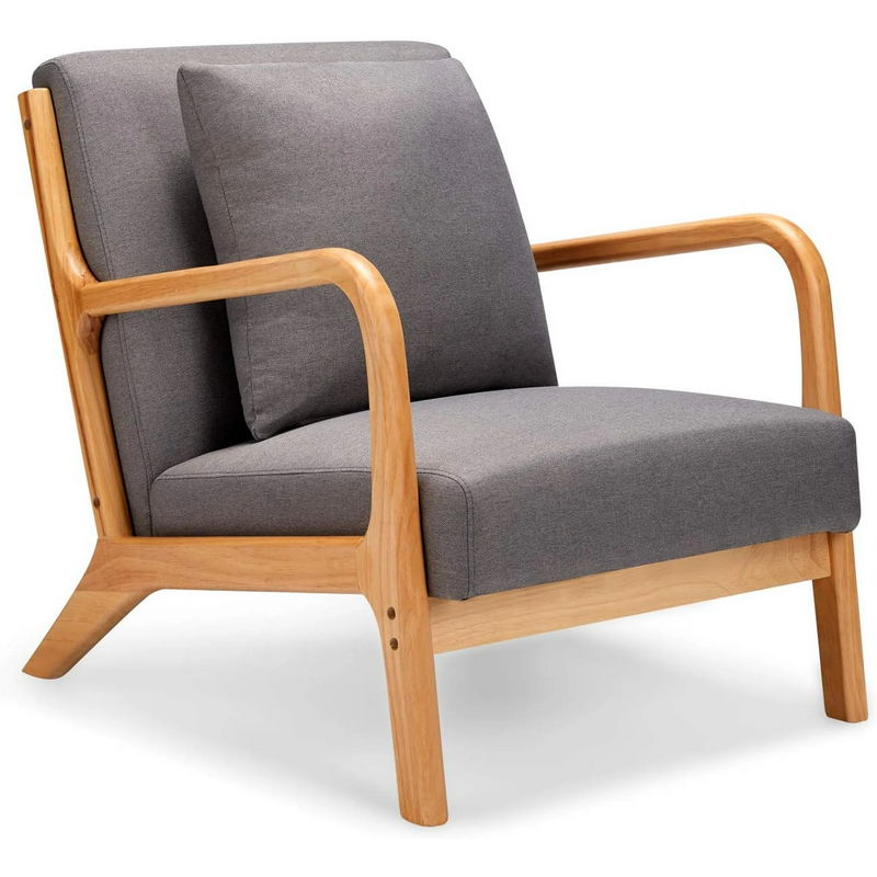 Aecojoy Accent Chair for Living Room Mid Century Modern Fabric Arm Chair in Gray for Bedroom