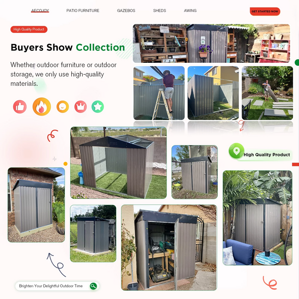 AECOJOY 10' x 12' Outdoor Metal Storage Shed with Lockable Door for Backyard