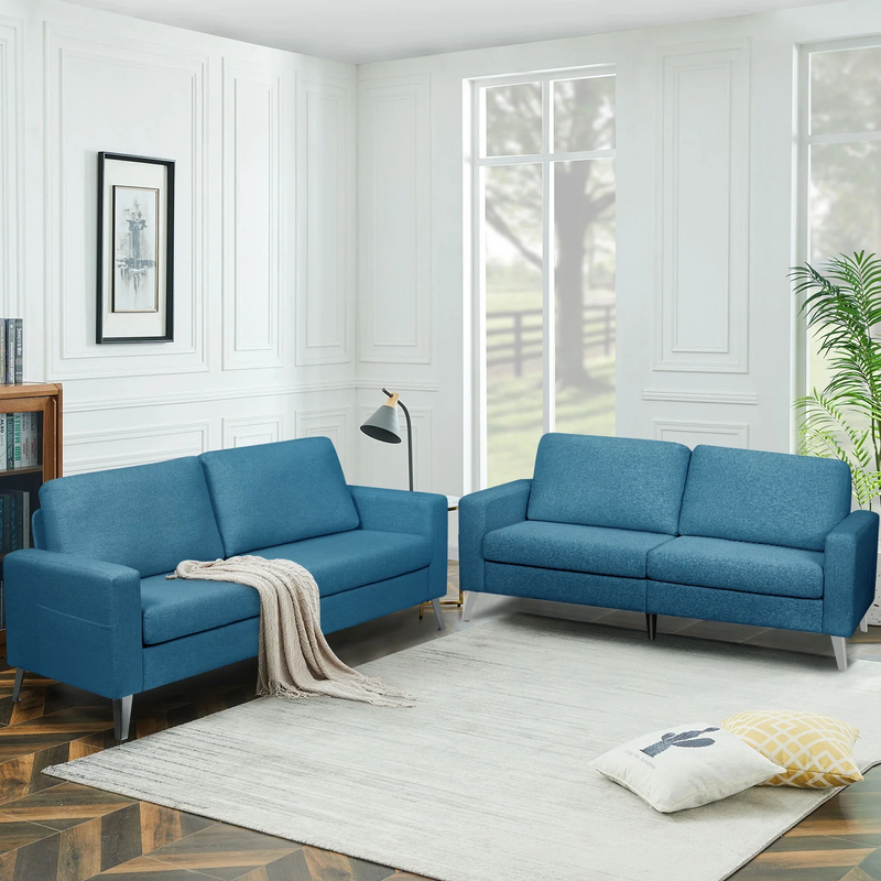 AECOJOY 79" Upholstered Sofa 3 Seater Couch Loveseat Living Room Furniture in Blue