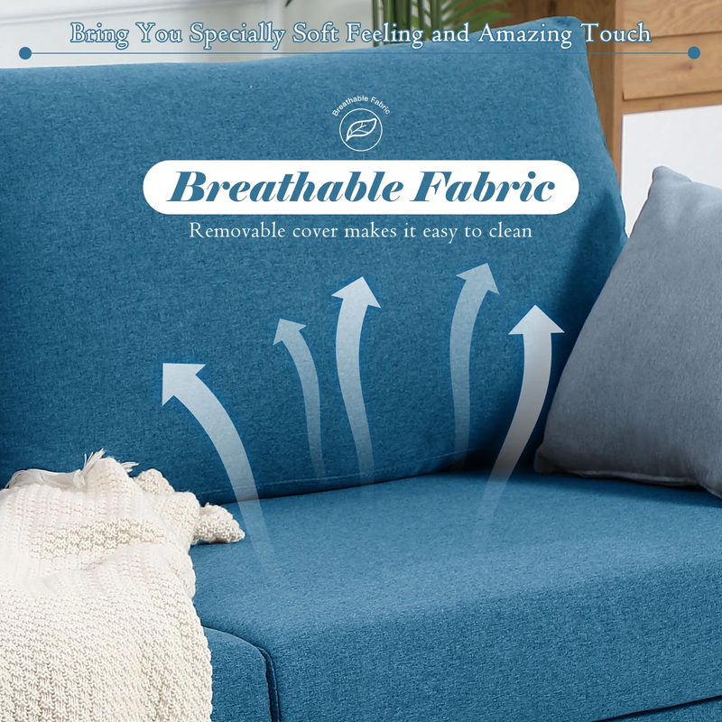 AECOJOY 79" Upholstered Sofa 3 Seater Couch Loveseat Living Room Furniture in Blue