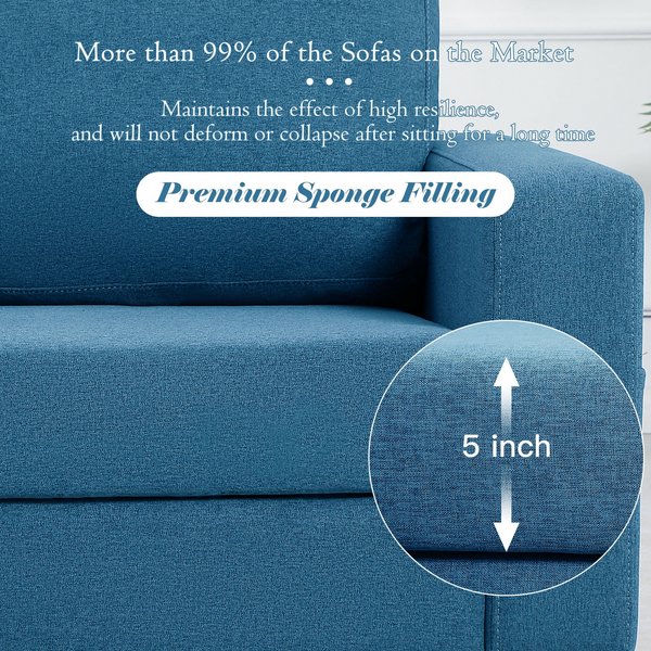 AECOJOY 79" Upholstered Sofa 3 Seater Couch Loveseat Living Room Furniture in Blue