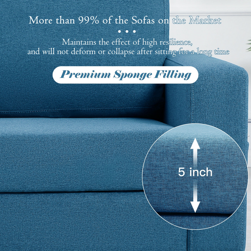 AECOJOY 79" Upholstered Sofa 3 Seater Couch Loveseat Living Room Furniture in Blue