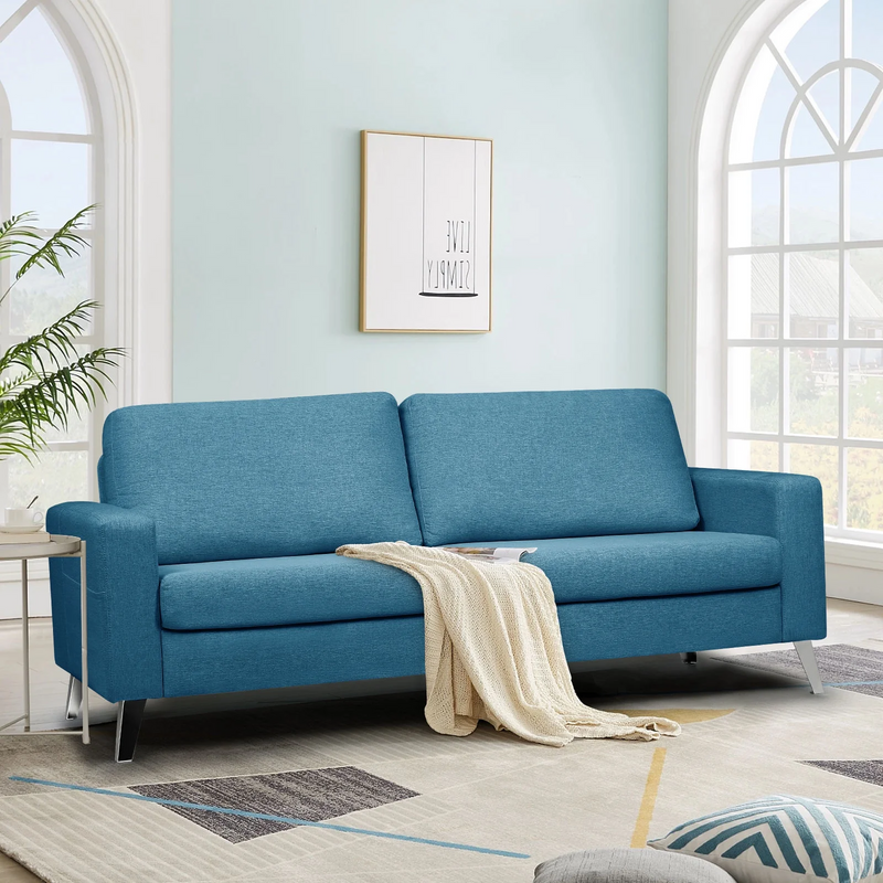 AECOJOY 79" Upholstered Sofa 3 Seater Couch Loveseat Living Room Furniture in Blue