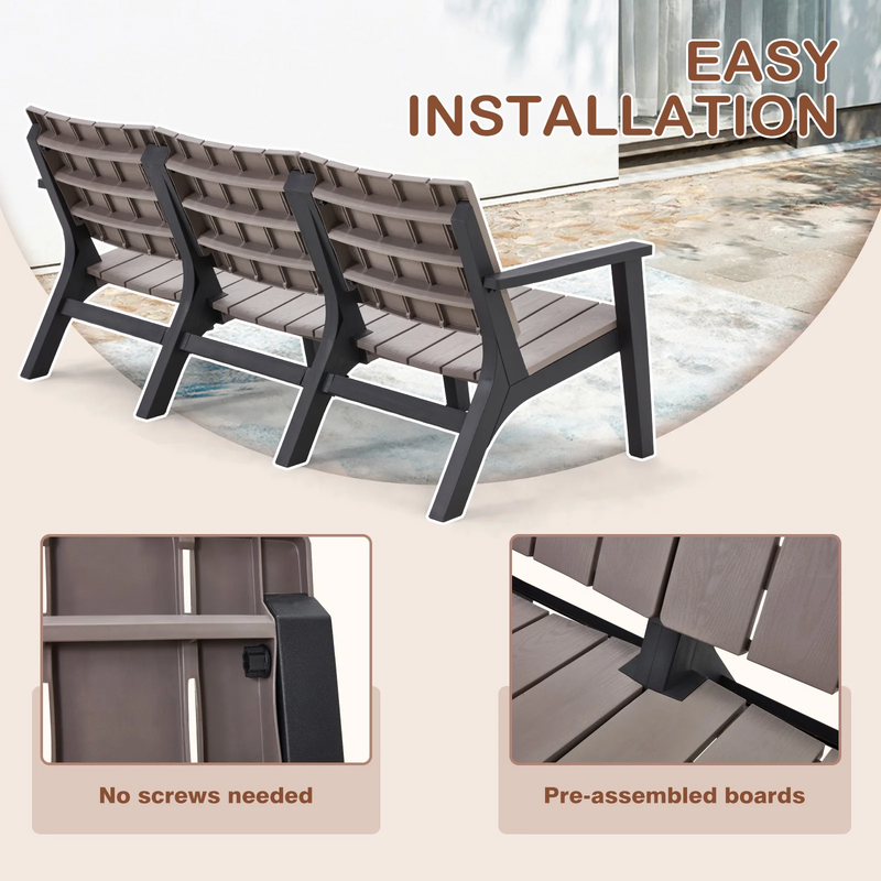 AECOJOY 4-Piece HDPE Patio Furniture Set on Sale All Weather Resistant Outdoor Conversation Set with Coffee Table for Garden& Backyard in Brown