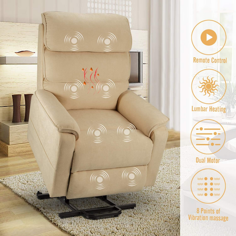 AECOJOY Power Lift Recliner Chair Electric Lounge Chair Lift Assist Single Sofa in Beige