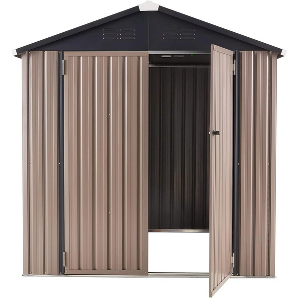 AECOJOY 6' x 6' Outdoor Metal Storage Shed with Lockable Door for Backyard