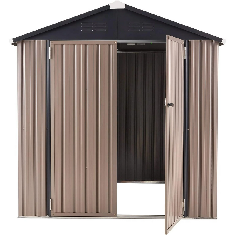 AECOJOY 6' x 6' Outdoor Metal Storage Shed with Lockable Door for Backyard
