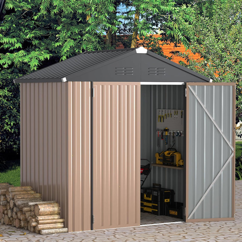 U-MAX 6x4 Sheds Storage Sheds & Outdoor Storage, Small Outdoor Storage Garden Shed Outside Shed kit, Galvanized Metal Utility Shed for Backyard, Patio and Lawn