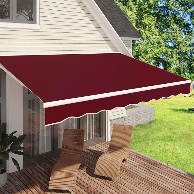 13' x 8' Manual Retractable Patio Awning red