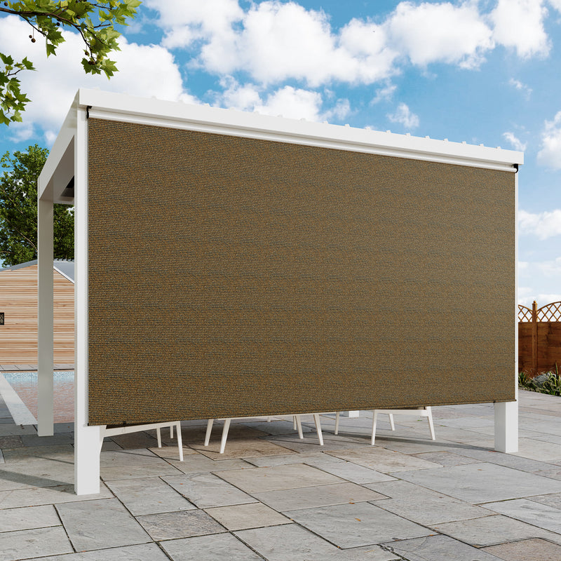 YODOLLA Outdoor Roller Shade, 8"(W) x10(H) Sun Shade Cover Canopy with 99% UV Protection, 220GSM HDPE Exterior Cordless Roll Up Shade Blinds Privacy Screen for Patio, Pergola, Gazebo, Mocha