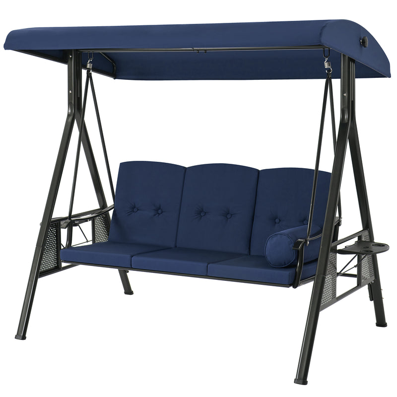 3 Persons Outdoor Patio Canopy Steel Porch Swing Chair-Beige