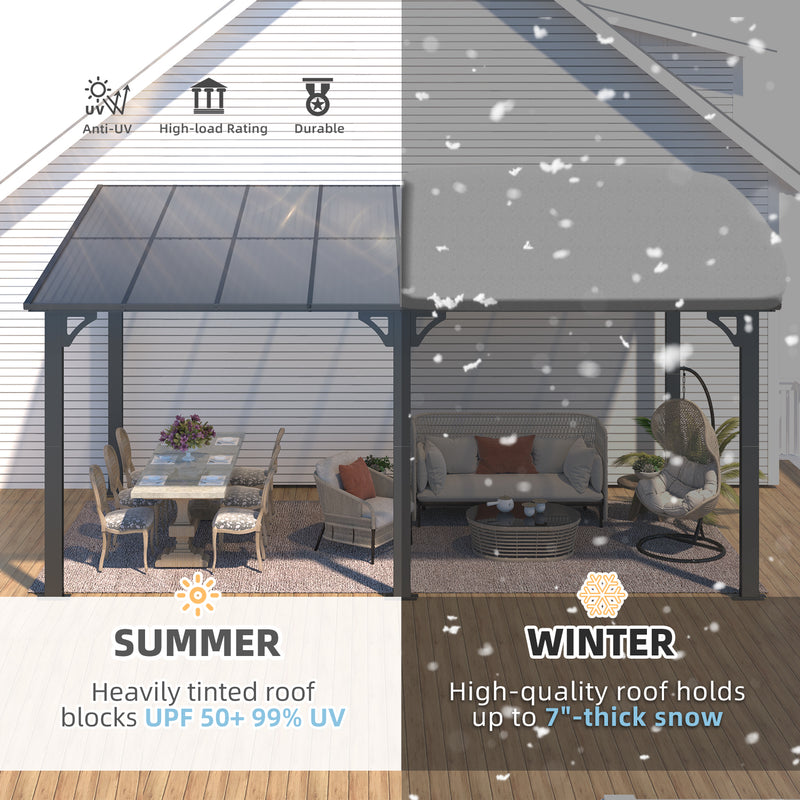 AECOJOY 8' x 16' Hardtop Gazebo Outdoor Aluminum Pergola For Garden, Patio, Backyard-Black