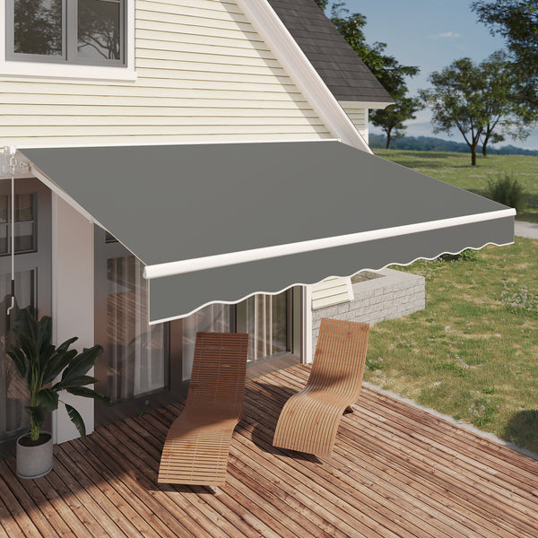 13'×8' Manual Retractable Awning,grey