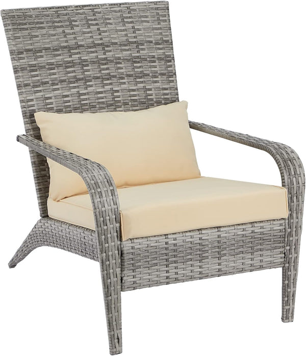 YODOLLA Patio Chairs High Back Wicker Outdoor Dining Chairs with Cushion and Pillow in Gray