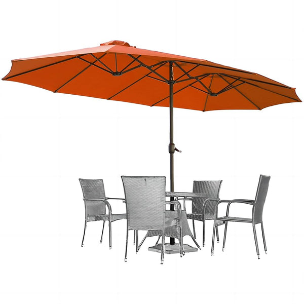 YODOLLA 15 Ft Patio Double Sided Umbrella Large Outdoor Umbrella - Orange