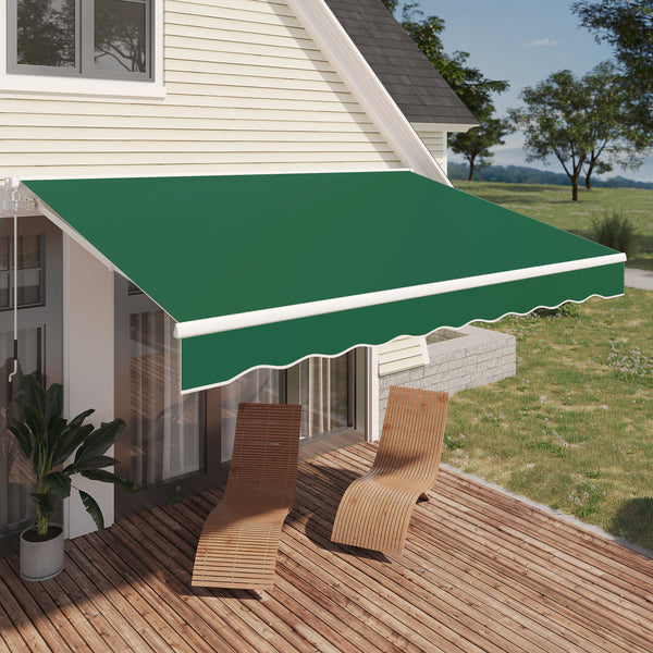 13'×8' Manual Retractable Awning,green