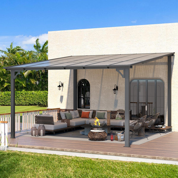 YODOLLA 12' x 12' Hardtop Gazebo Outdoor Aluminum Pergola For Garden, Patio, Backyard-Dark Gray