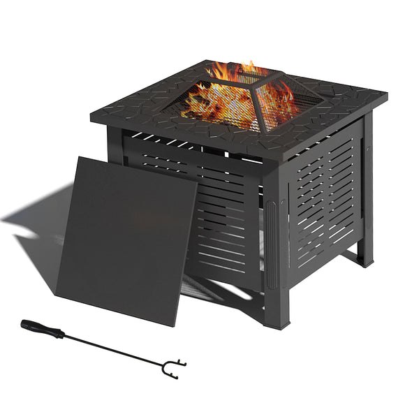 YODOLLA 30" Outdoor Fire Pit Table 3 in 1 Fire Pits for Outside with Removable Lid & Waterproof Cover and Tables