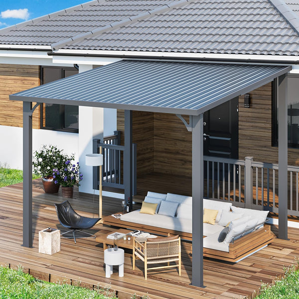 YODOLLA 10' x 8' Hardtop Gazebo, Heavy Duty Outdoor Gazebo with Galvanized Steel Sloping Roof, All Weatherproof Metal Gazebo Featuring Vertical Stripes for Patio, Backyard, and Lawns