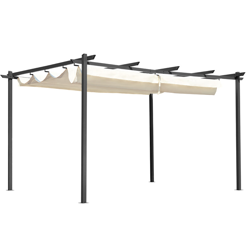 AVAWING 10FT x 13FT Pergola for Outdoor,Patio Retractable Pergola Canopy Aluminum Frame Metal Pergola for Yard (Beige)