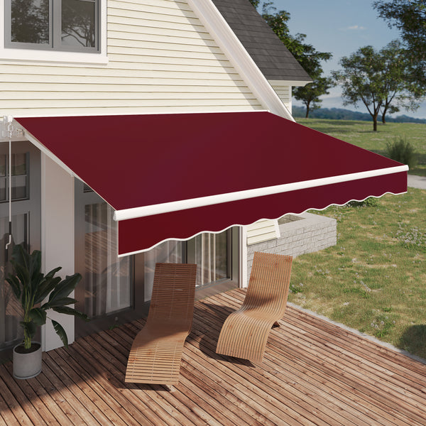 13'×8' Manual Retractable Awning,wine red