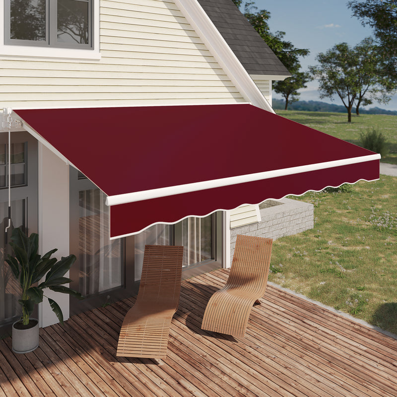 13'×8' Manual Retractable Awning,wine red