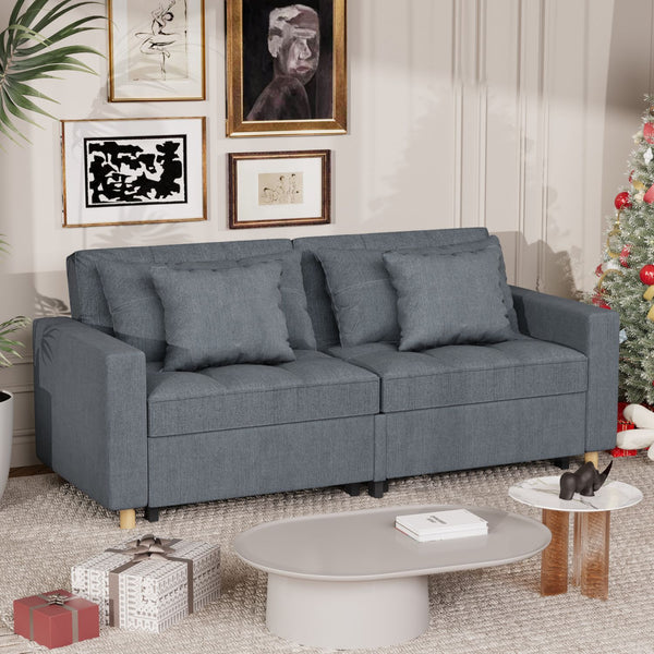 AECOJOY 71" Sleeper Sofa Bed & 3-in-1 Futon Pull Out Couch for Living Room & Bedroom, Convertible Loveseat in Dark Gray