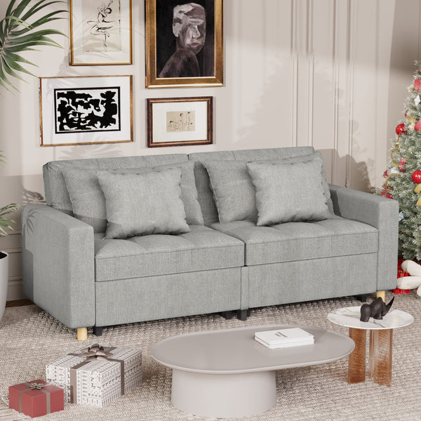 AECOJOY 71" Sleeper Sofa Bed & 3-in-1 Futon Pull Out Couch for Living Room & Bedroom, Convertible Loveseat in Gray
