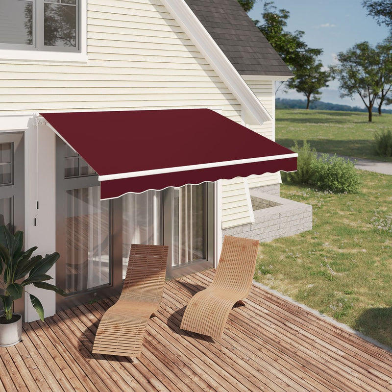 8.2'×6.5' Manual Retractable Awning,wine red
