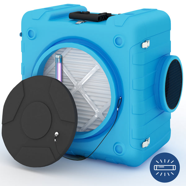 YODOLLA 800CFM Commercial Air Scrubber Air Purifier - High-Efficiency 3-Stage Filtration System, CO2 Scrubber with MERV10, H13 HEPA, for Home & Commercial Use, Ultra Quiet 60W DC Motor, Blue