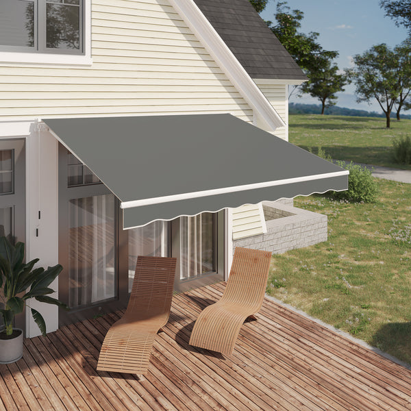 10'×8' Manual Retractable Awning，Grey