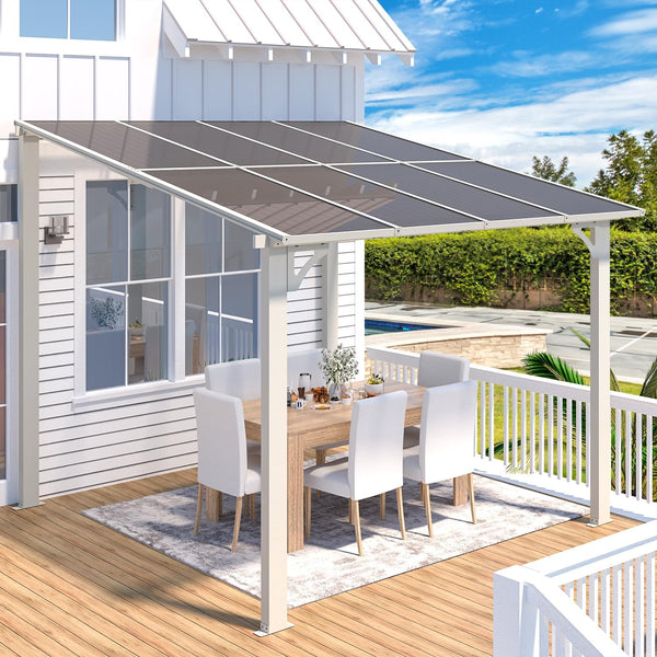 YODOLLA 8' x 8' Hardtop Gazebo Outdoor Aluminum Pergola For Garden, Patio, Backyard-White