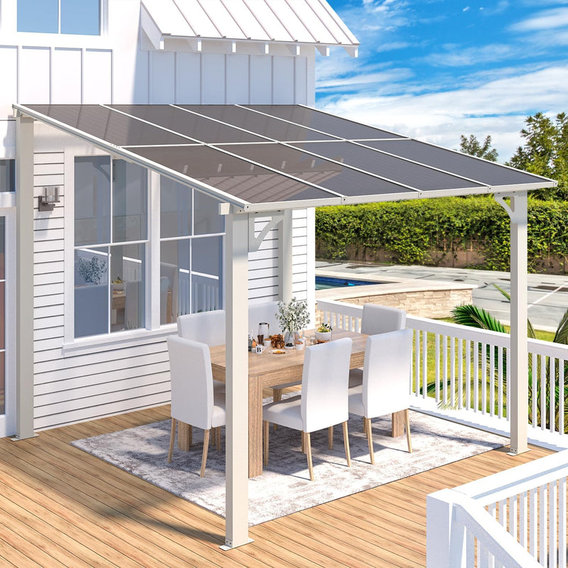 YODOLLA 8' x 8' Hardtop Gazebo Outdoor Aluminum Pergola For Garden, Patio, Backyard-White