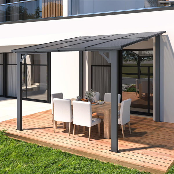 YODOLLA 8' x 8' Hardtop Gazebo Outdoor Aluminum Pergola For Garden, Patio, Backyard-Dark Gray