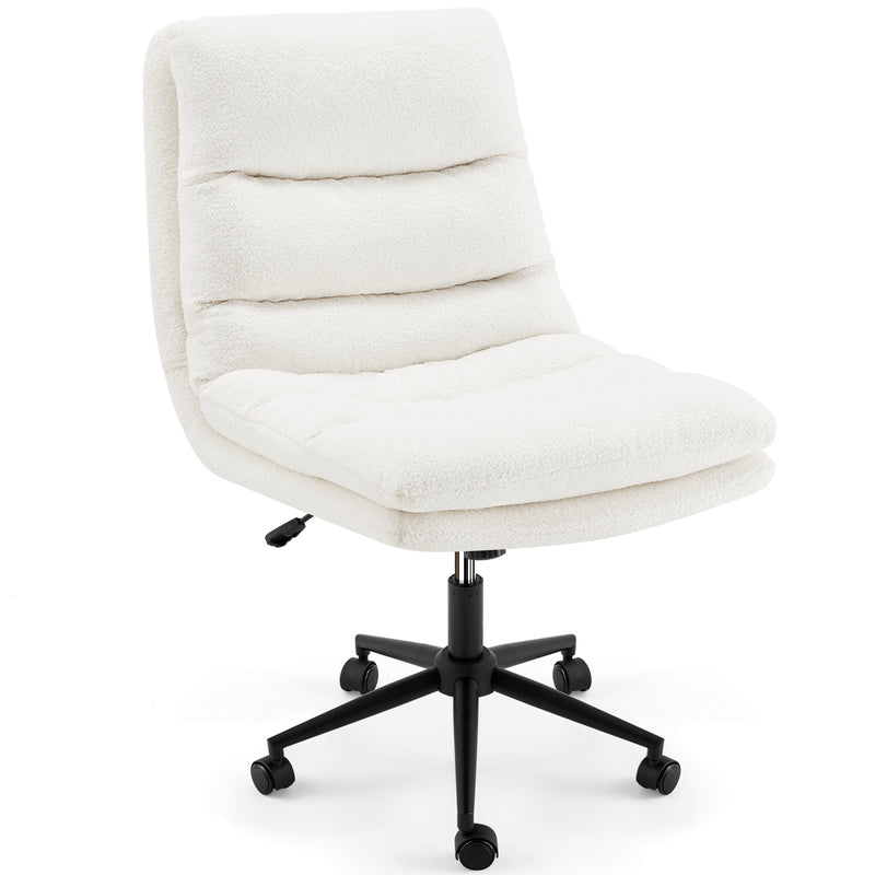 YODOLLA Office Chair on Clearance, Adjustable Height Vanity Chair Armless Desk Chair and Teddy Fleece Swivel Chair for Office, Home