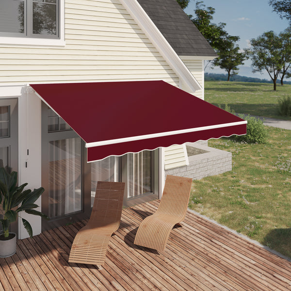 10'×8' Manual Retractable Awning,wine red
