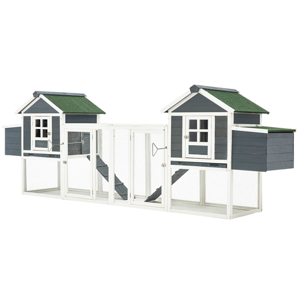 YODOLLA 123” Large Wooden Chicken Coop For 6 8 chickens Chicken Coop Clearance with Nesting Boxes in Gray