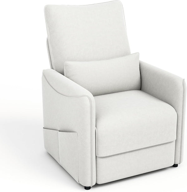 YODOLLA Power Recliner Chair for Adults, Modern Electric Reclining Sofa Chair with Lumbar Support for Living Room, Beige White