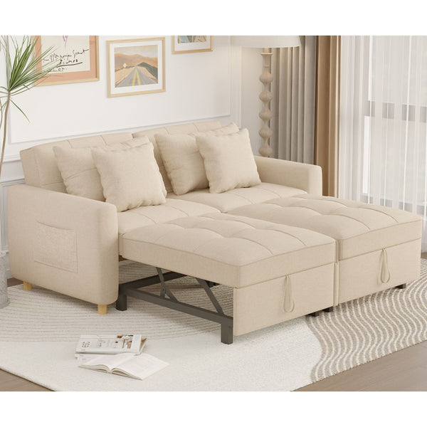 YODOLLA 71" Sleeper Sofa Bed & 3-in-1 Futon Pull Out Couch for Living Room & Bedroom, Convertible Loveseat in Beige