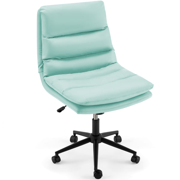 YODOLLA Office Chair on Clearance, Adjustable Height Vanity Chair Armless Desk Chair and PU Leather Swivel Chair for Office, Home