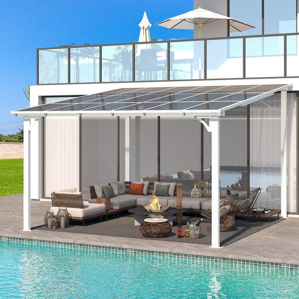 YODOLLA 12' x 12' Hardtop Gazebo Outdoor Aluminum Pergola For Garden, Patio, Backyard-White