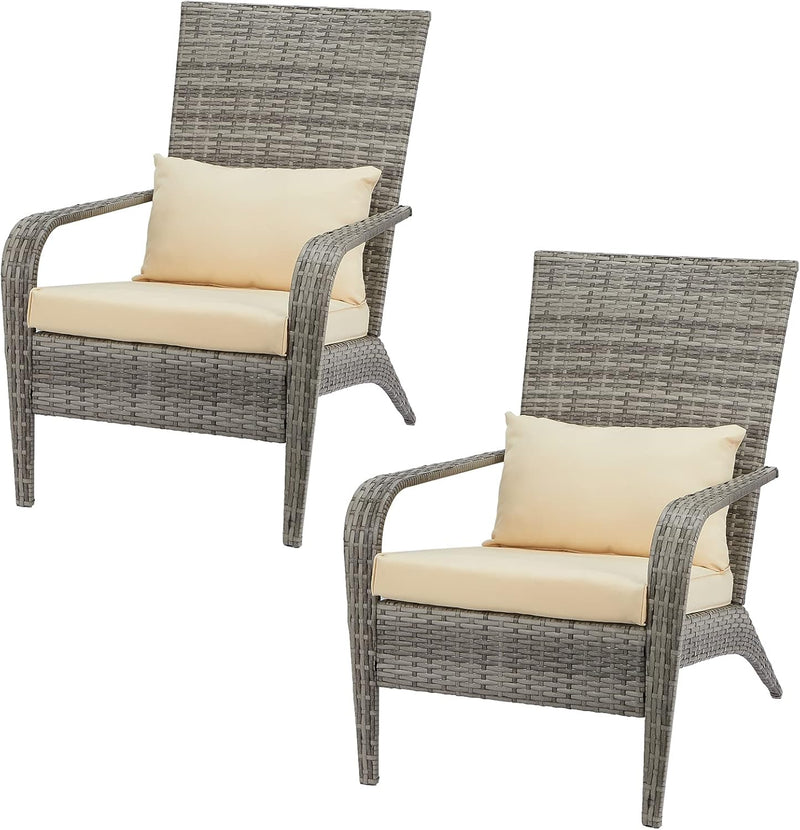 YODOLLA Patio Chairs Set of 2, High Back Wicker Outdoor Dining Chairs in Gray