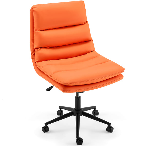 YODOLLA Office Chair on Clearance, Adjustable Height Vanity Chair Armless Desk Chair and PU Leather Swivel Chair for Office, Home