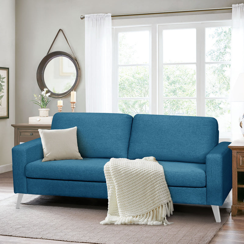 79" Sectional Sofa Modern Loveseat Couch 3 Seater Fabric Living Room Furniture - Blue
