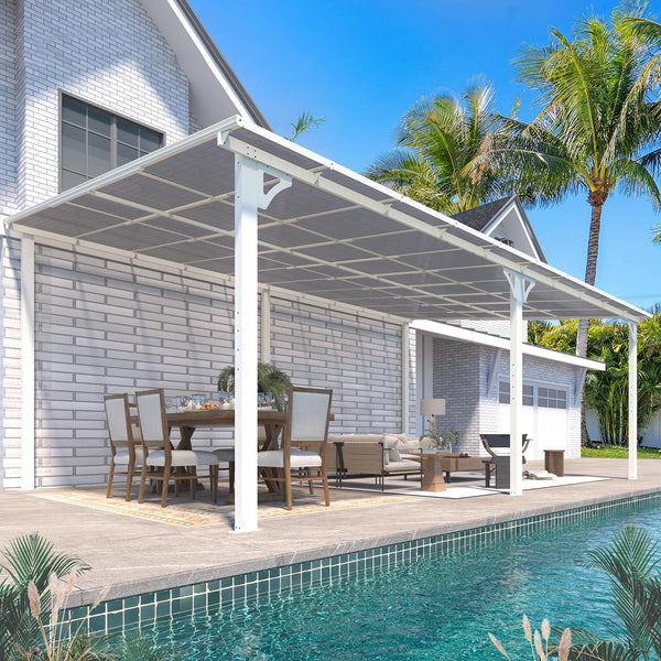 YODOLLA 12' x 20' Hardtop Gazebo Outdoor Aluminum Pergola For Garden, Patio, Backyard-White