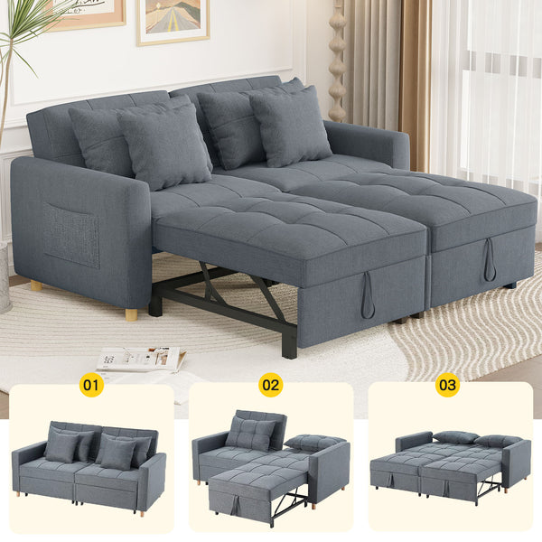 YODOLLA 71" Sleeper Sofa Bed & 3-in-1 Futon Pull Out Couch for Living Room & Bedroom, Convertible Loveseat in Dark Gray