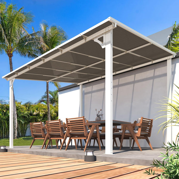 YODOLLA 10' x 12' Hardtop Gazebo Outdoor Aluminum Pergola for Garden, Patio, Backyard-White