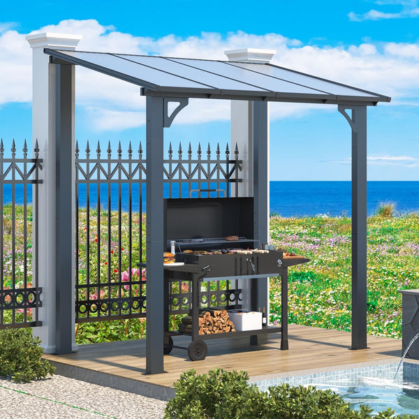 YODOLLA 5' x 8' Hardtop Gazebo Outdoor Aluminum Pergola For Garden, Patio, Backyard-Dark Grey